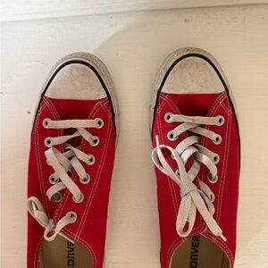 Converse Red and White Low-Top Canvas Sneakers